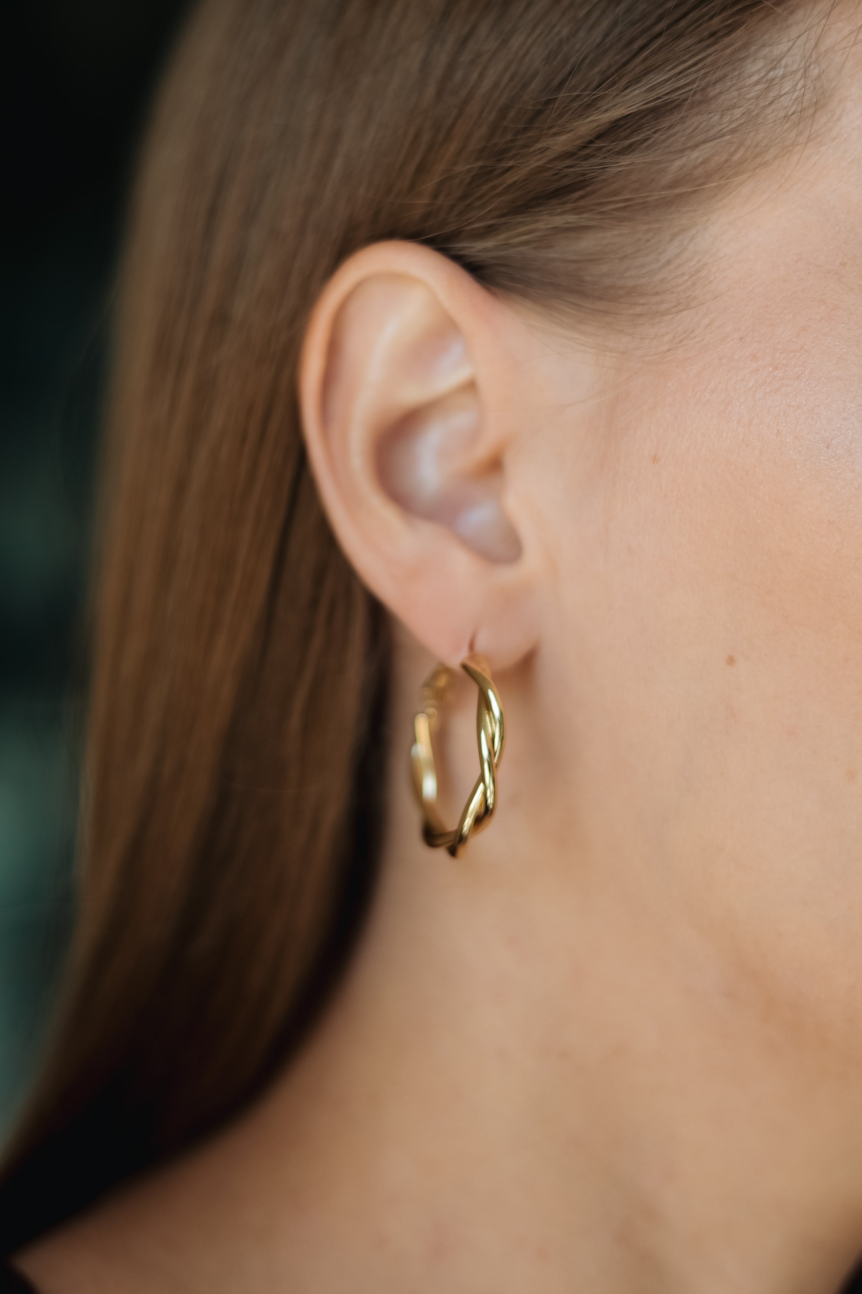 Sedy Jewelry Gold Plated Twisted Hoop Earrings – 3 cm Diameter, 4 mm Thick