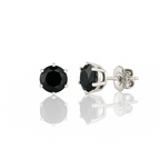 Rhodium Plated Black CZ Stud Earrings, 4mm Round, Hypoallergenic