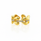 Gold Plated Bow Ring with CZ Stones – Width 8 mm, Size 5/6