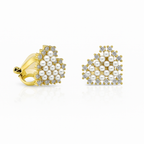 Gold Plated Heart Clip-On Earrings with CZ & Faux Pearls