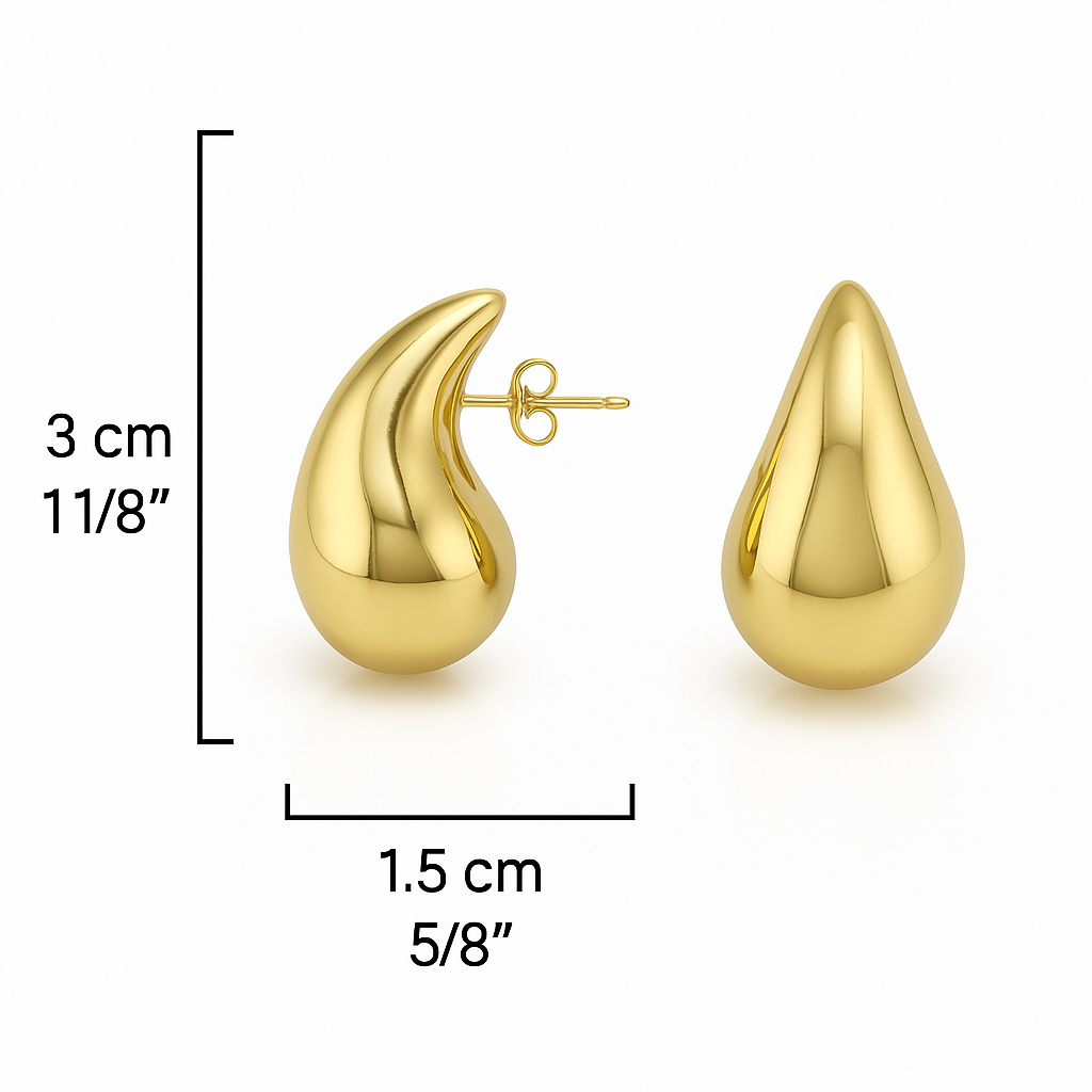 Teardrop Stud Earrings Gold or Silver Plated by Sedy Jewelry