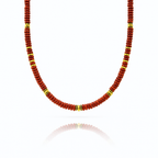 Natural Stone Beaded Necklace with Gold Plated Stainless Steel Accents