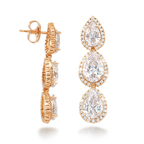 Luxury Drop Earrings, Rose Gold Plated, Clear CZ Stones