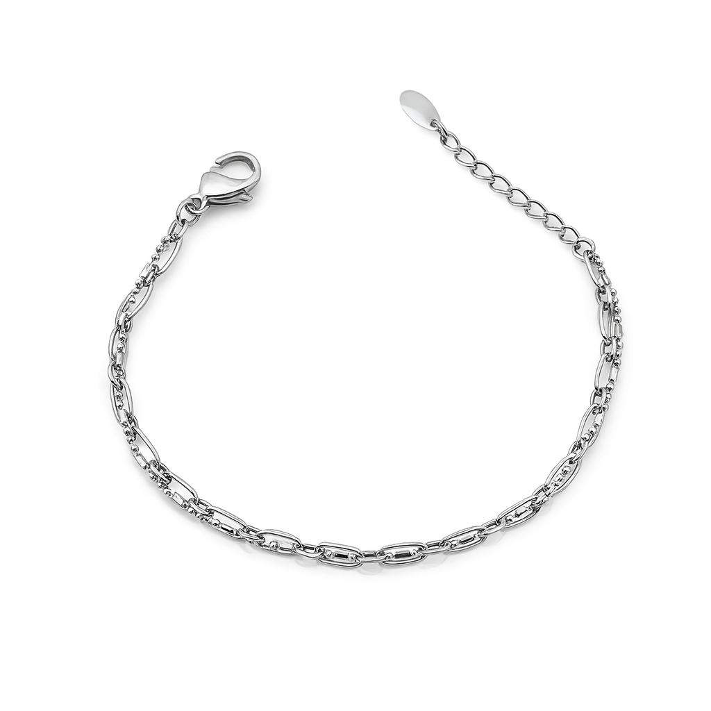 Gold Plated Double Chain Bracelet, Adjustable 15+5 cm