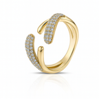 Embrace Ring – Gold Plated Adjustable Ring with Cubic Zirconia by Sedy Jewelry
