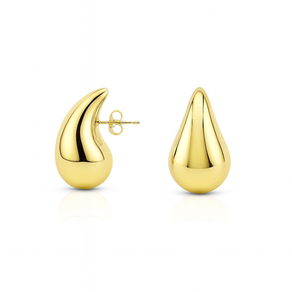 Teardrop Stud Earrings Gold or Silver Plated by Sedy Jewelry