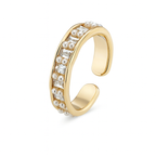 Gold Plated Adjustable Ring with Pearls and Cubic Zirconia