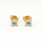 Gold Plated CZ Stud Earrings, Hypoallergenic 4mm