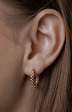 Sedy Jewelry Gold Plated Textured Hoop Earrings, 1.5 cm, Hypoallergenic