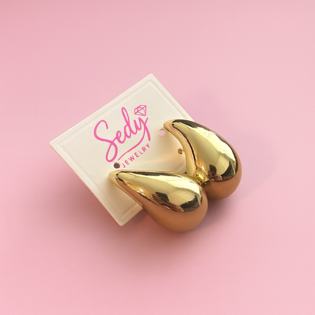 Teardrop Stud Earrings Gold or Silver Plated by Sedy Jewelry