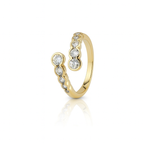 Gold Plated Open Ring with Cubic Zirconia – Adjustable Band