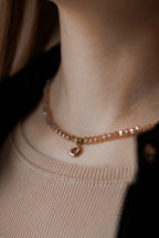 Beaded Necklace with Czech Glass and Stainless Steel – 45+5cm