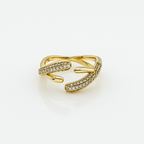 Embrace Ring – Gold Plated Adjustable Ring with Cubic Zirconia by Sedy Jewelry