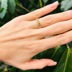 Gold Plated Chain Ring with CZ Stones, 4mm Width, Size 6/7