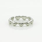 Heart Band Ring – Rhodium Plated Adjustable Silver Ring