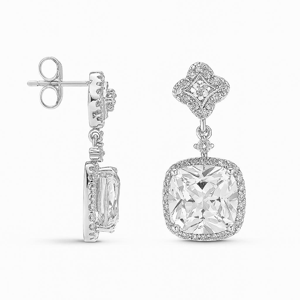 Wedding & Prom Cubic Zirconia Drop Earrings – 14K Gold Plated Copper