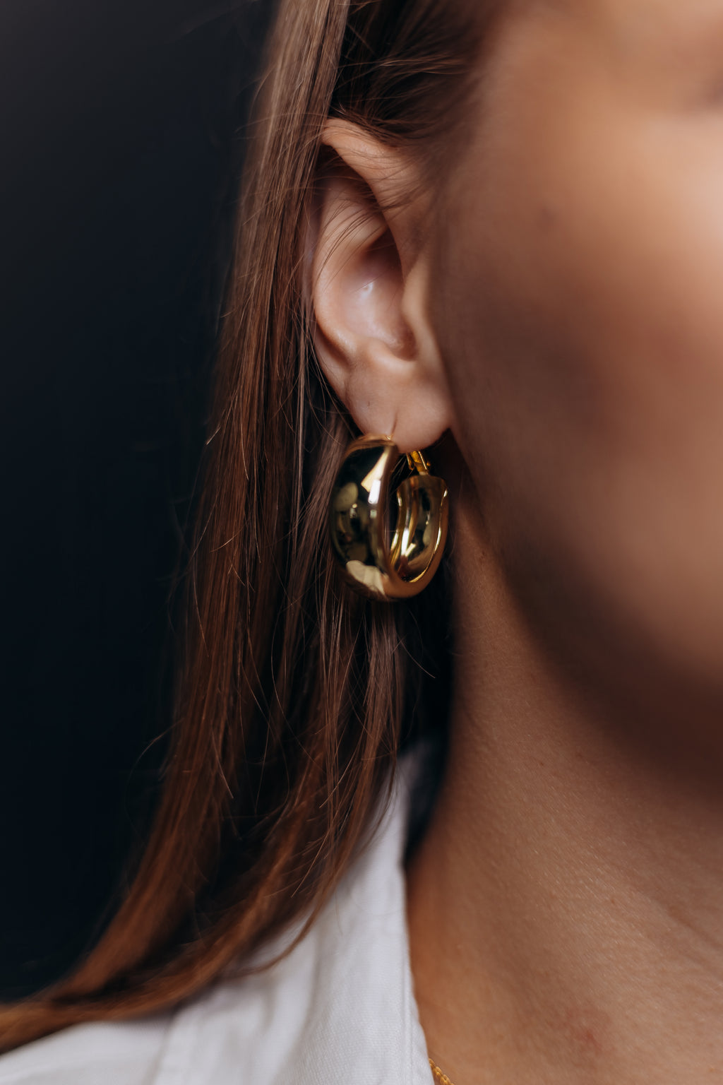 Gold Plated Silver Hoop Earrings – 3 cm Wide Classic Hoops