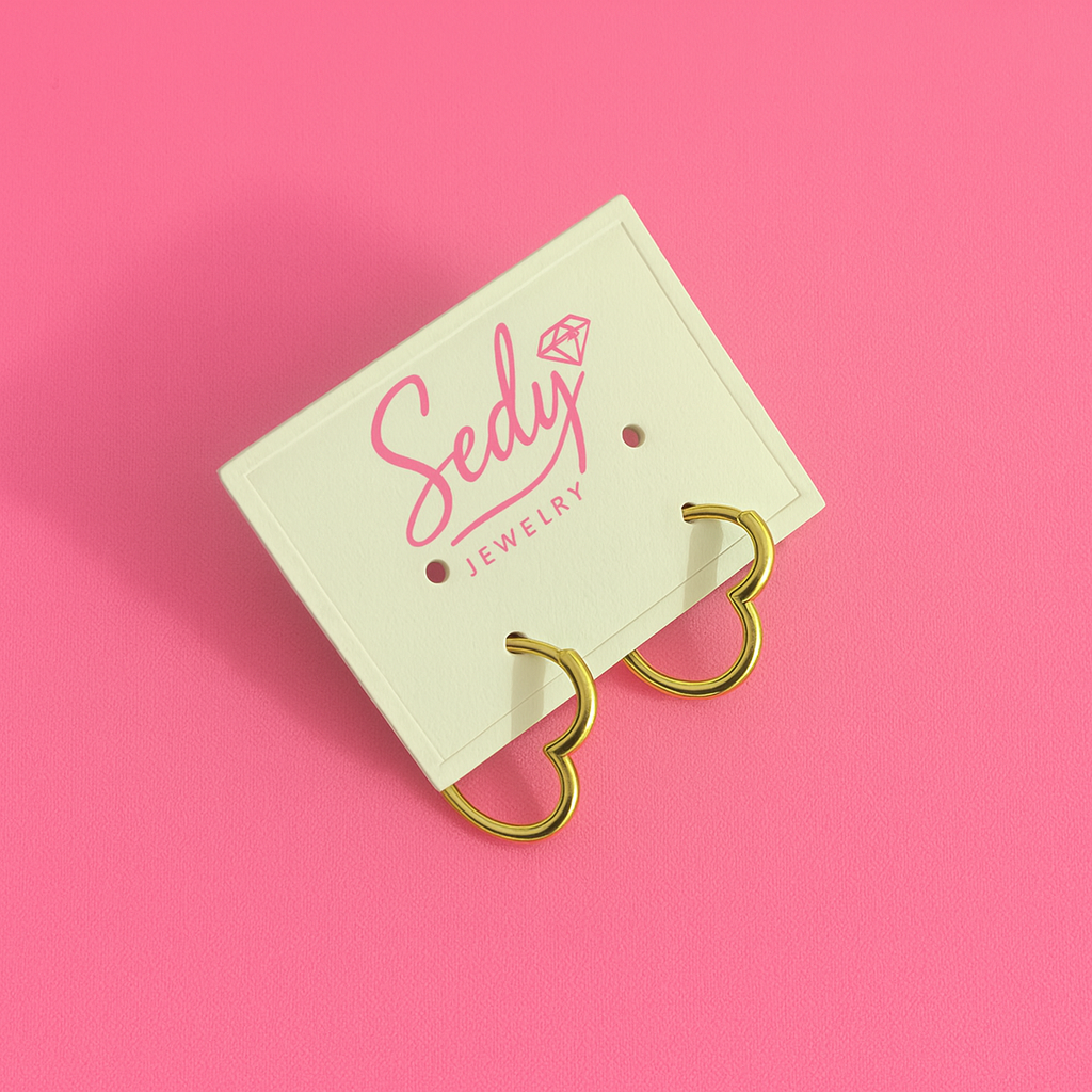 Hypoallergenic Heart Hoop Earrings – 14K Gold or Rhodium Plated