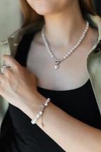 Pearl Necklace with Heart Pendant – Gold or Silver Plated