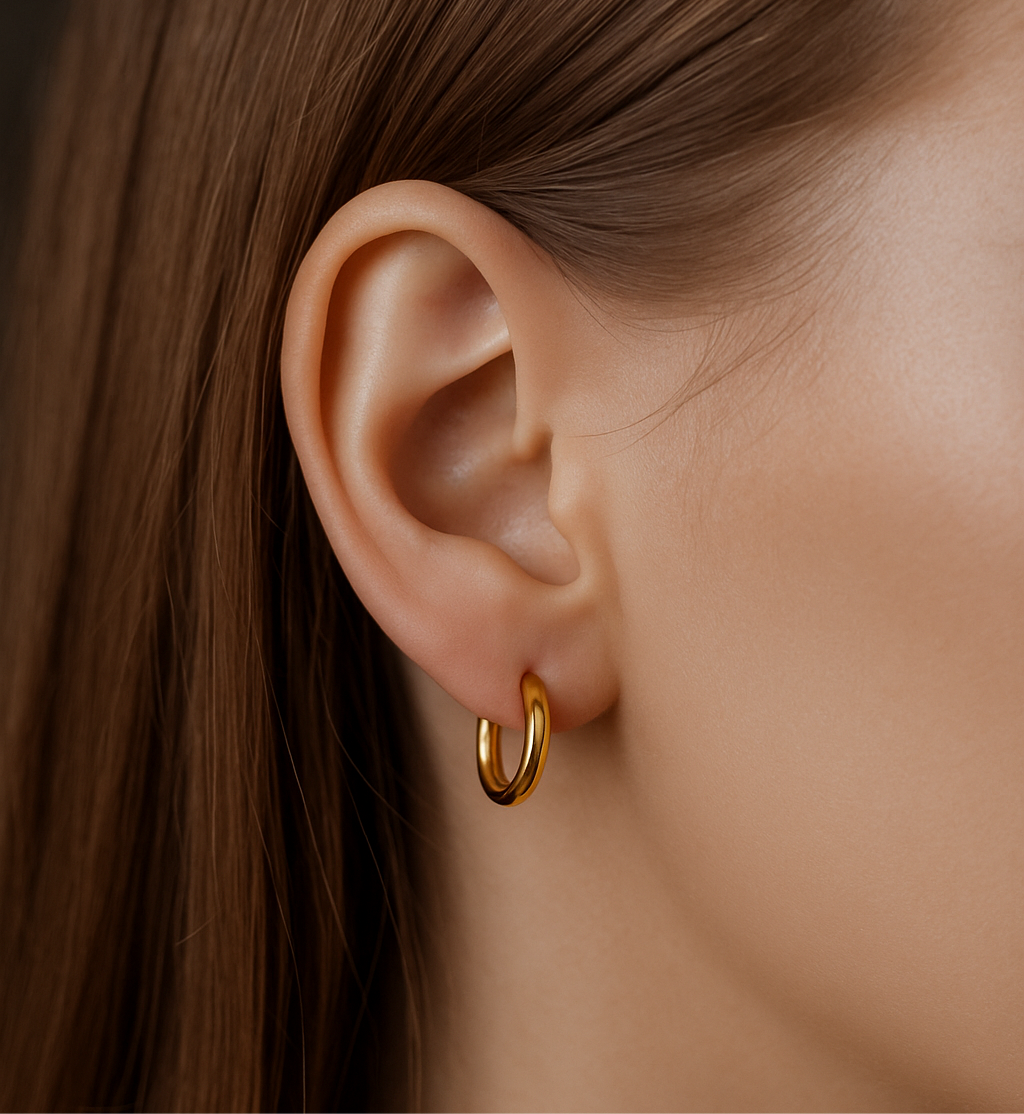 Hypoallergenic Small Hoop Earrings – 14K Gold , Rose & White Gold