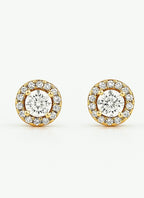 Halo Stud Earrings 8mm with Cubic Zirconia, Rose Gold Plated