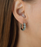 Rhodium Plated CZ Hoop Earrings – Lightweight Huggie Style