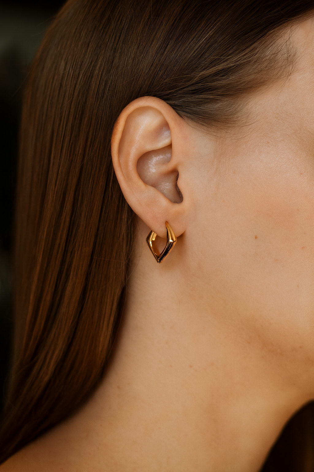 Geometric Hoop Earrings, Gold Plated Brass, 1.6 cm