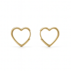 Hypoallergenic Heart Hoop Earrings – 14K Gold or Rhodium Plated