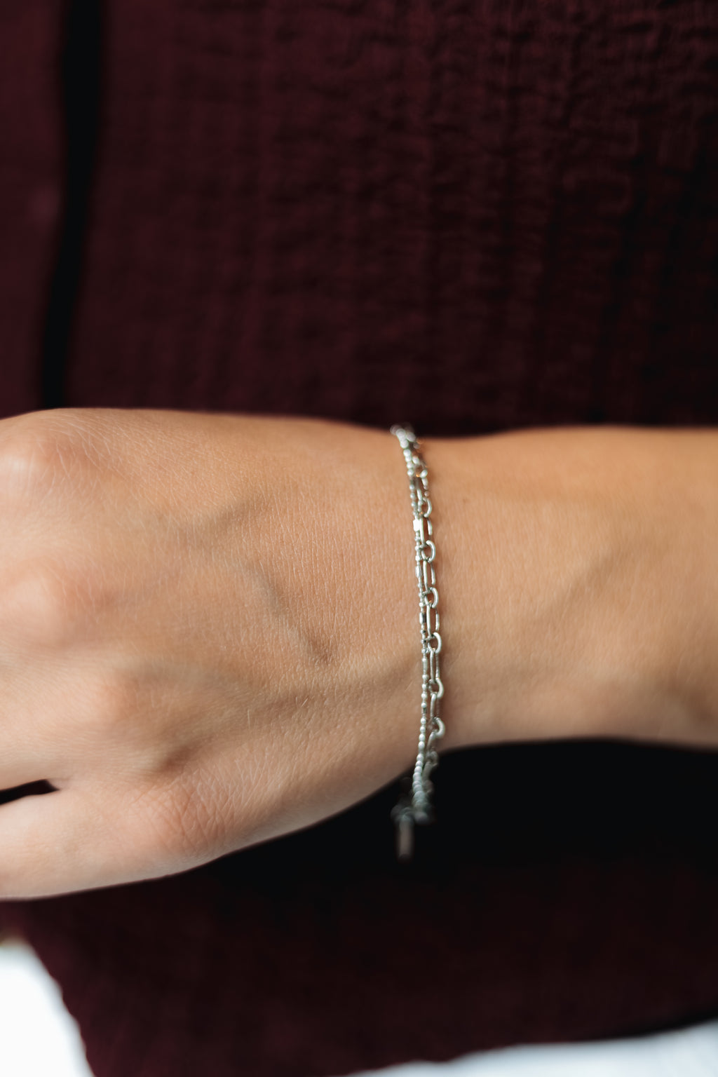 Gold Plated Double Chain Bracelet, Adjustable 15+5 cm