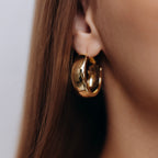 Gold Plated Silver Hoop Earrings – 3 cm Wide Classic Hoops
