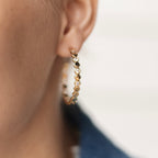 Gold Plated CZ Hoop Earrings, 4.5 cm, Sterling Silver Post