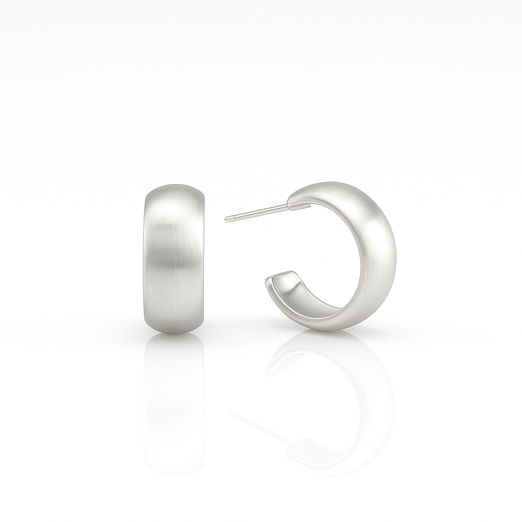 Matte Gold Plated Hoop Earrings with Sterling Silver Post — 2 cm