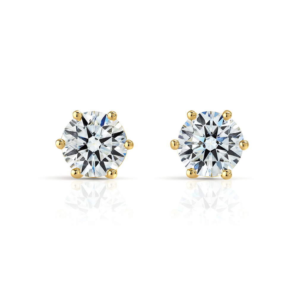6mm Cubic Zirconia Stud Earrings – Gold Plated