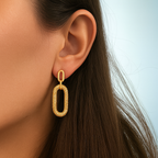 Rose Gold Plated Oval Link Drop Earrings with Cubic Zirconia