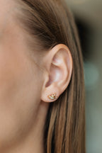 Bird Stud Earrings with Cubic Zirconia – Gold Plated Copper
