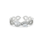 Rhodium Plated Infinity Ring with CZ – Adjustable Size 7–8