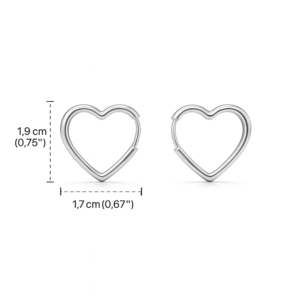 Hypoallergenic Heart Hoop Earrings – 14K Gold or Rhodium Plated