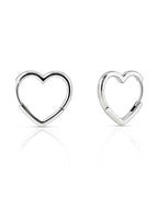 Hypoallergenic Heart Hoop Earrings – 14K Gold or Rhodium Plated