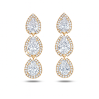 Luxury Drop Earrings, Rose Gold Plated, Clear CZ Stones