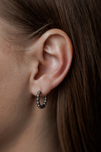 Sterling Silver Bubble Hoop Earrings Rhodium Plated 1.6 cm