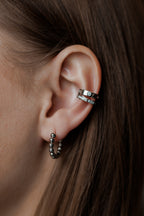 Sterling Silver Bubble Hoop Earrings Rhodium Plated 1.6 cm